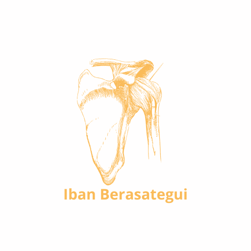 Logo Iban Berasategui – Kinésithérapeute du sport spécialisé dans les douleurs et pathologies de l’épaule chez le sportif. Illustration de l’articulation de l’épaule.