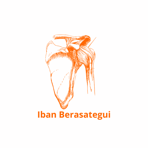 Logo Iban Berasategui – Kinésithérapeute du sport spécialisé dans les douleurs et pathologies de l’épaule chez le sportif. Illustration de l’articulation de l’épaule.